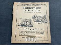 Vintage 1930s John Deere Model BR & BO TRACTOR INSTRUCTION MANUAL & PARTS LIST